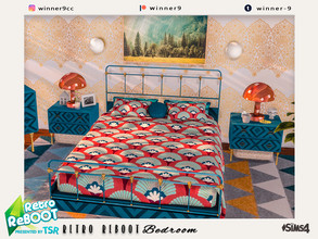 Sims 4 — Retro ReBOOT Bedroom by Winner9 — Elegant retro bedroom. This set contains: 1) Bed table 2) Bed 3) Blanket 4)