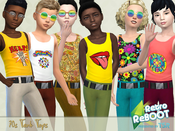 Sims 4 — RetroReBOOT 70s Tank Top by Pelineldis — Back to the flower power time of the early 70s. A cool tank top for