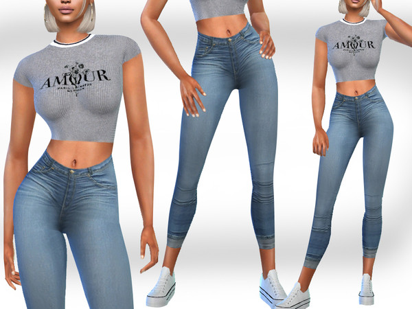 Sims 4 — Female Jeans Outfit by saliwa — Female Jeans Outfit