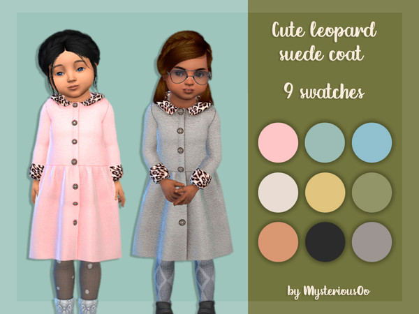 Sims 4 — Cute leopard suede coat by MysteriousOo — 9 Swatches; Base Game compatible; HQ compatible; Child; Outfit type: