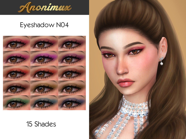 Sims 4 — Eyeshadow N04 by Anonimux_Simmer — - 15 Shades - Compatible with the color slider - Base Game Compatible -