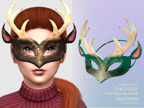 Sims 4 — Deer Mask Child by DailyStorm — Deer horns face mask for children. Available in 10 swatches. - new mesh - all