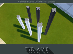 Sims 4 — X-Shaped Deco Column - SET (All Sizes) by TyrAVB — Set of all 3 sizes (short, medium, tall) of X-shaped columns