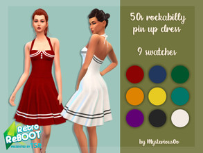 Sims 4 — Retro ReBOOT 50s rockabilly pin up dress by MysteriousOo — 9 Swatches; Base Game compatible; HQ compatible; Teen