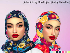 Sims 4 — Floral Hijab (Spring Collection) by johnnieleemj — 7 swatches Custom Thumbnail Basegame Recolor w/ floral print
