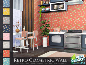 Sims 4 — Retro ReBOOT - Retro Geometric Wall by Rirann — Retro Geometric Wall 8 color variations in one file Works for