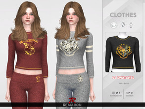 Sims 4 — ReMaron_F_HarryPotterPJShirt01 by remaron — ==== NEW MESH ==== -06 Swatches available -All lods -Custom CAS
