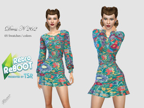 Sims 4 — retro reboot DRESS 262 by pizazz — NEW MESH INCLUDED 5 COLOR SWATCHES