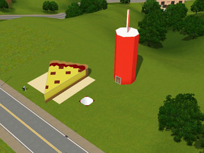 Sims 3 — Pizza House Shell by VoltronLover1862 — pizza house shell with ranch pool and pop 