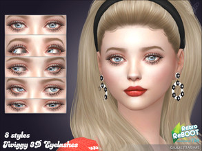 Sims 4 — Retro ReBOOT - Twiggy 3D Eyelashes by feyona — These 3D eyelashes come with 8 swatches/styles. All of them have