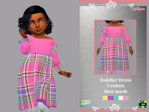 Sims 4 — Retro ReBOOT-Toddler Dress Lucia by LYLLYAN — Toddler dress in 5 swatches New mesh Custom thumbnail