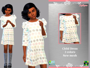 Sims 4 — Retro ReBOOT-Child dress Mary by LYLLYAN — Child dress in 3 swatches New mesh Custom thumbnail