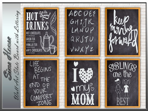 Sims 4 — Wall Art Slate Board with Lettering by Sims_House — Wall Art Slate Board with Lettering 8 options. 