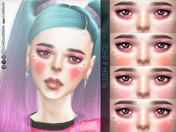 Sims 4 — Blush 4 (HQ) by Caroll912 — - Kawaii-inspired intense and light pastel cheek blush - 8 recolours total : ~ 4 x