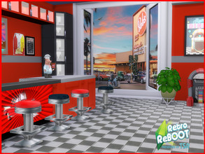 Sims 4 — Retro ReBOOT 50's Diner Mural 2 by seimar8 — Image depicting a scene from an 1950's diner window Base Game
