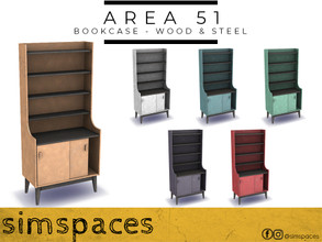 Sims 4 — Area 51 - bookcase - wood & steel by simspaces — Part of the Area 51 set: a bookcase to hold all of your