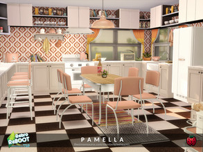 Sims 4 — Retro ReBOOT - Pamela - kitchen by melapples — a pink retro kitchen . enjoy! 7x6 $13429 short walls