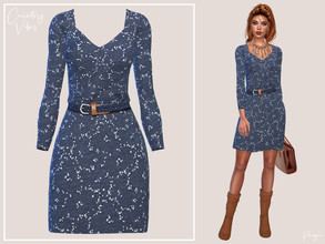 Sims 4 — CountryVibes by Paogae — Short dress with belt at the waist, denim-like, a vaguely country style, with a