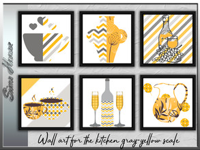 Sims 4 — Wall art for the kitchen gray-yellow scale by Sims_House — Wall art for the kitchen gray-yellow scale 7 options.