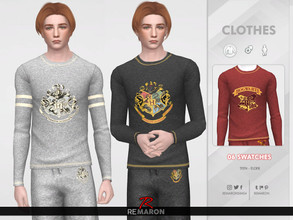 Sims 4 — ReMaron_M_HarryPotterPJShirt01 by remaron — -06 Swatches available -Custom CAS thumbnail -Base Game compatible.
