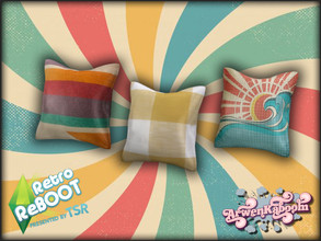Sims 4 — Retro ReBOOT - Cushions by ArwenKaboom — Base game cushions in 8 recolors. You can find all the items by typing