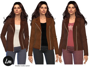 Sims 4 — Heather Leather jacket by Lucy_Muni — Suede leather jacket in 6 swatches Cool Kitchen stuff pack required