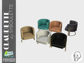 Sims 4 — RetroReBOOT - Claudette set - Armchair by Syboubou — Living chair with velvet and golden frame, available in 6