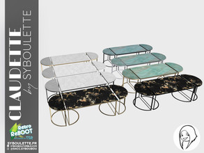 Sims 4 — RetroReBOOT - Claudette set - Coffee table by Syboubou — Coffee table with separate small tables, available in