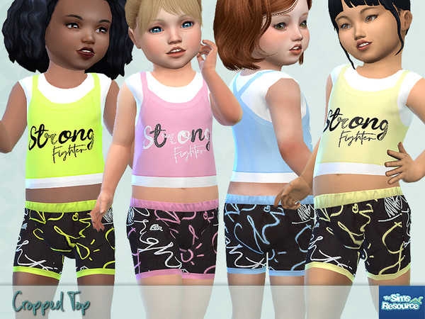 Sims 4 — Activewear Cropped Top by Pelineldis — A cool cropped top for toddler girls in four color variations.