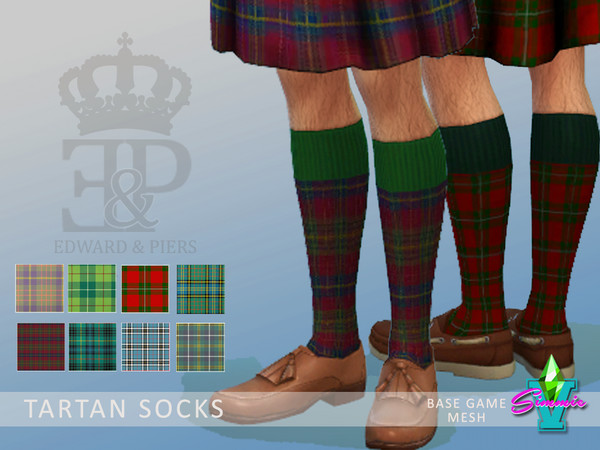 Sims 4 — Edward & Piers Tartan Socks by SimmieV — This collection of socks answers the age old question of what a