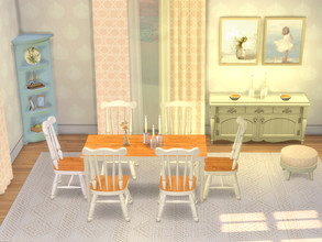Sims 4 — Ocean Pearl dining room by Lucy_Muni — Dining room in coral colours 