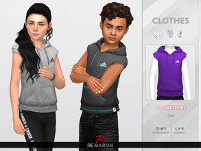 Sims 4 — ReMaron_C_HoodieVestAdidas01 by remaron — ==== NEW MESH ==== -10 Swatches available -All lods -Custom CAS