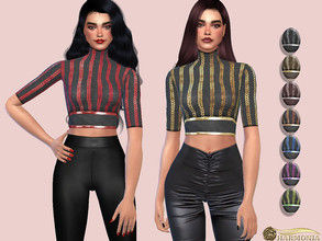 Sims 4 — Turtleneck Metallic Embroidered Top by Harmonia — 9 color Please do not use my textures. Please do not