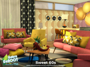 Sims 4 — Retro ReBOOT Sweet 60s by dasie22 — Sweet 60s is a living room for music lovers. Please, use code bb.moveobjects