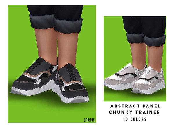 Sims 4 — Abstract Panel Chunky Trainer (Child) by OranosTR — - New Mesh - 10 Colors - HQ mode compatible -