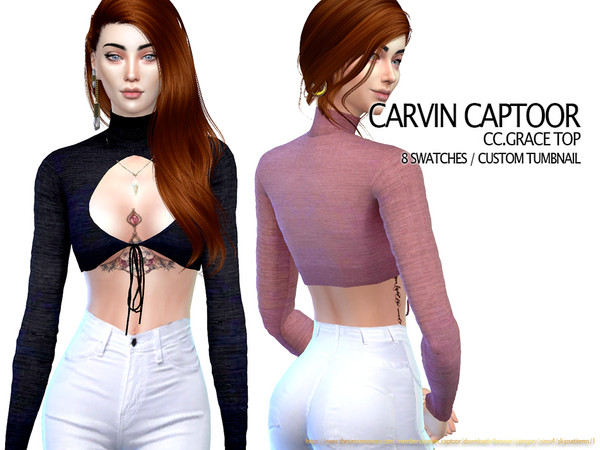 Sims 4 — CC.Grace Top by carvin_captoor — Created for sims4 Original Mesh All Lod 8 Swatches Don't Recolor And Claim you