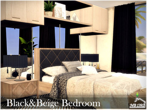 Sims 4 — Black&Beige Bedroom by nobody13922 — Large bedroom in black and beige colors. The windows give a lot of
