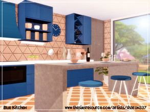 Sims 4 — Blue Kitchen by sharon337 — This is a Room Build 7 x 5 Room $14,404 Please make sure you download all required