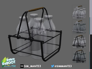 Sims 4 — RetroReBOOT - Merrit Milk Bottles by sim_man123 — A metal carrier filled with four empty milk bottles. The metal