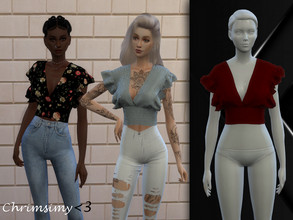 Sims 4 — Cross Top by chrimsimy — -female top -16 swatches -custom thumbnail -all LODs -hq compatible Hope you like it!