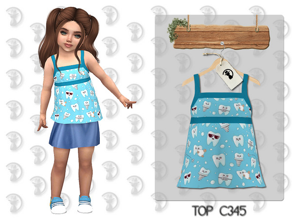 Sims 4 — Top C345 by Daph's — 2 Swatches Works with all of skins Custom Thumbnail All Lods All Maps For; Girl / Toddler