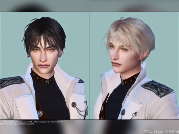 Sims 4 — Male Hair G38 by Daisy-Sims — 21 colors hat compatible all LODs 16k poly at LOD0 HQ compatible teen to elder