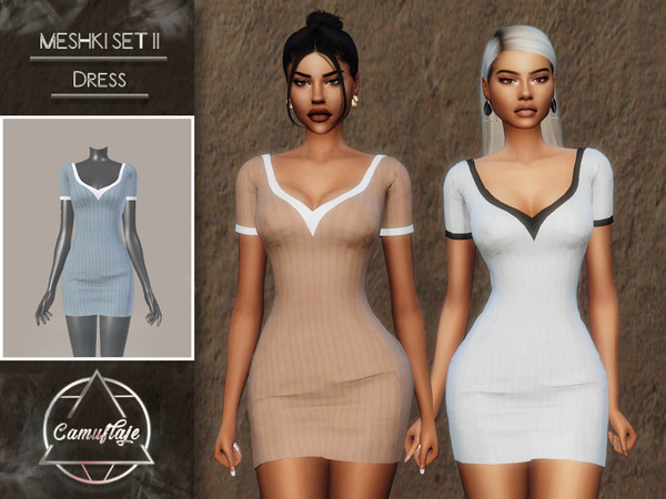 Sims 4 — Camuflaje - MESHKI II SET (Dress) by Camuflaje — ** Part of the 4 piece set ** * New mesh * Compatible with the