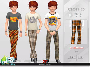 Sims 4 — Retro ReBOOT 70s Pants for Child 01 by remaron — -06 Swatches available -Child Category -Custom CAS thumbnail