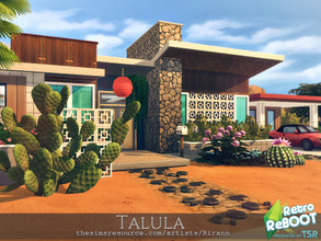 Sims 4 — Retro ReBOOT - Talula by Rirann — Talula is a Mid Century Modern house for a small sim family. Fully furnished