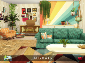 Sims 4 — Retro ReBOOT - Michael living by melapples — a retro and colourful living room. enjoy! 9x7 $10895 short walls