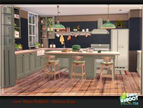Sims 4 — Retro ReBOOT_Kitchen Enya Pt. 1 by ung999 — Part one of kitchen Enya, a retro kitchen set, set includes the