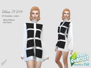 Sims 4 — retro reboot DRESS 259 by pizazz — NEW MESH INCLUDED 5 COLOR SWATCHES