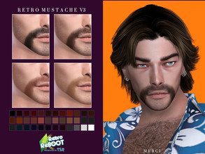 Sims 4 — Retro ReBOOT Mustache V3 by -Merci- — New Mustache for Sims4 -Mustache for male and teen-elder. -No allow for