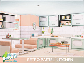 Sims 4 — Retro ReBOOT - Retro Pastel Kitchen by Mini_Simmer — Room type: Kitchen Size: 6x5 Price: $15,380 Wall Height: